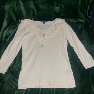 American Living Cream Ruffled Blouse